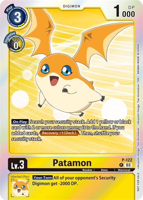 Patamon P 122 Tamer Party Pack The Beginning Ver 2 0 Digimon Promotion Cards Digimon