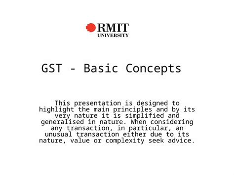 Ppt Gst Basic Concepts This Presentation Is Designed To Highlight