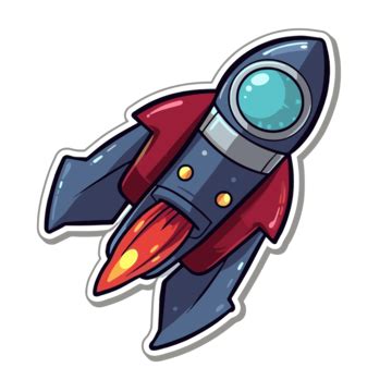 An Illustration Of A Cartoon Shaped Rocket Ship Sticker Vector