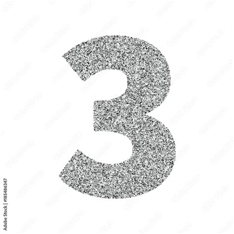 Silver Glitter Alphabet Number 3 Stock Vector Adobe Stock