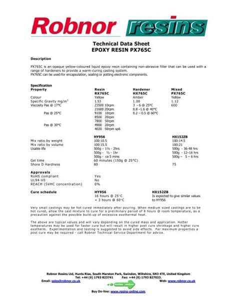 Technical Data Sheet Epoxy Resin Px765c Chemcenters