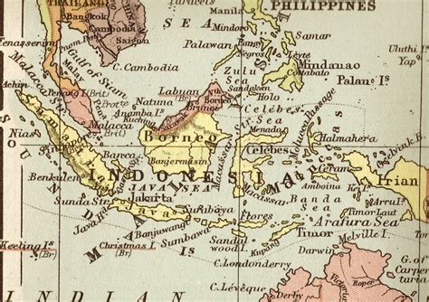 Mapa Político Vintage Da Indonésia Na Sepia Ilustração Stock