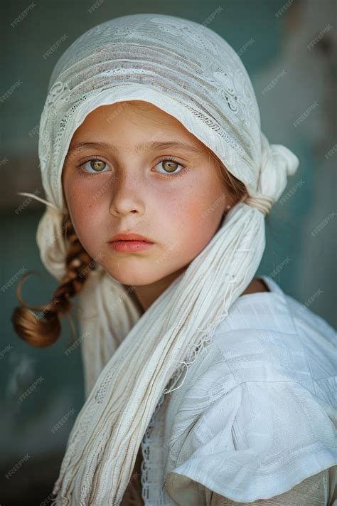 Premium Photo Portrait Of A Young Peasant Girl In A White Cap