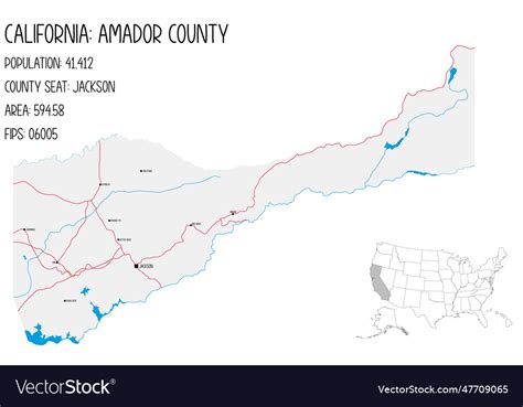 Map Of Amador County In California Usa Royalty Free Vector