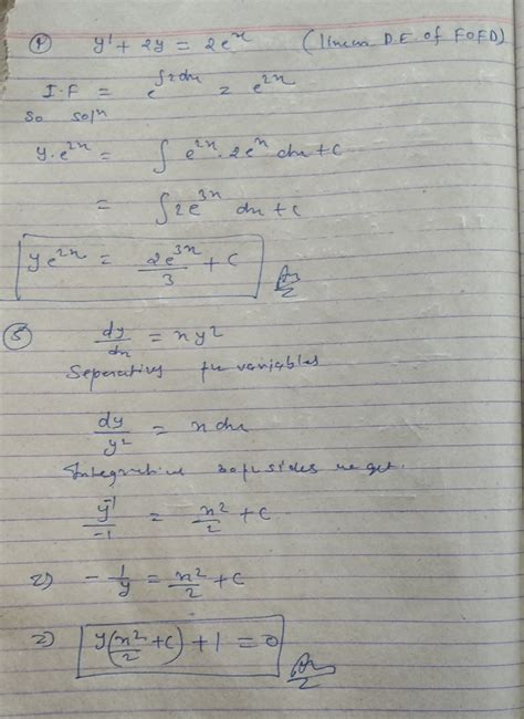 [solved] Q1 Solve The Following Differential Equations 1 Dy Sinx