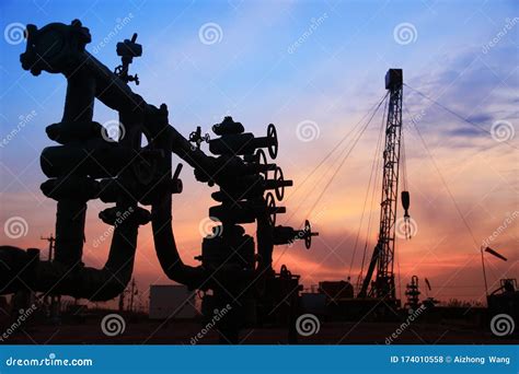 Oilfield Pipeline Silhouette Stock Photo Image Of Pipe Shiny 174010558