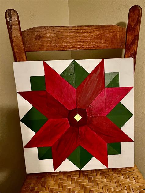 Poinsettia Barn Quilt Free Shipping Etsy