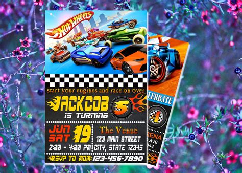 Kids Birthday Invitation Hot Wheels Birthday Invitation Etsy