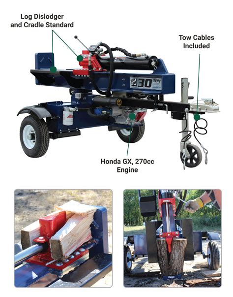 Iron Oak Log Splitter Ton Horizontal Vertical Power Equipment