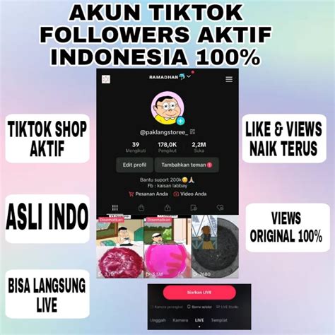 Jual Akun Tiktok Real Aktif Indonesia AKUN TIKTOK REAL AKTIF