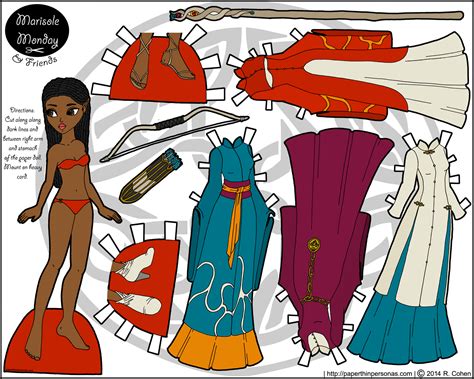 Elven Fantasy Printable Paper Doll With A Sunset Inspired Color Scheme