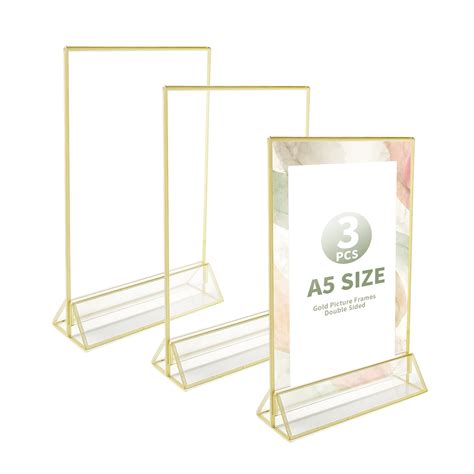 Buy WeeGoo 3Pack A5 Acrylic Sign Holder With Gold Borders Double Sided