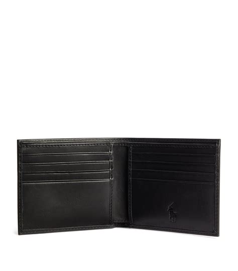 Mens Polo Ralph Lauren Black Leather Bifold Wallet Harrods UK