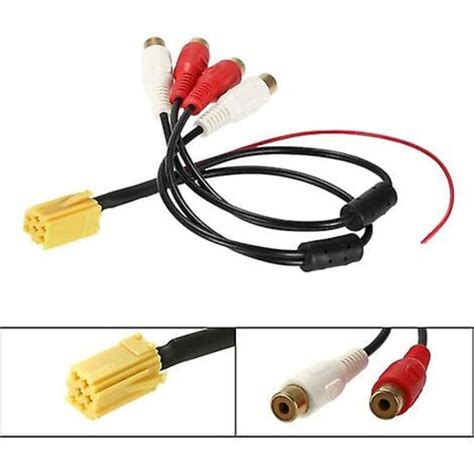 Bil Iso Adapter Mini 6 Pin Iso Adapter Aux Line Out 4 Chinch Kabel 4