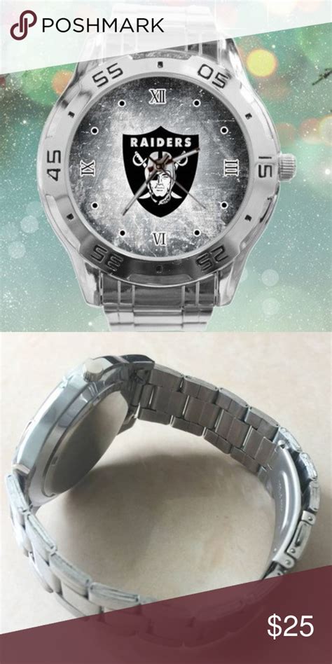 Nfl Oakland Raiders Watch Stainless Steel Band Stainless Steel Band