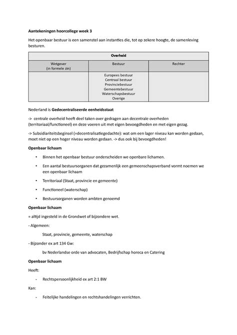 Aantekeningen Algemeen Bestuursrecht Hoorcollege Week Aantekeningen