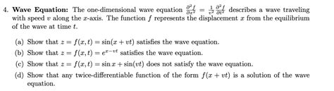 Solved Wave Equation The One Dimensional Wave Equation Chegg