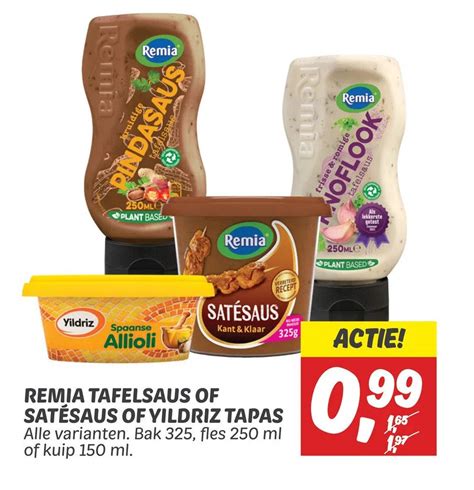 2remia tafelsaus of satésaus of yildriz tapas aanbieding bij Dekamarkt