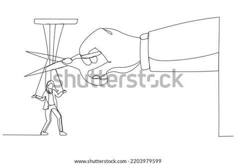 Cartoon Giant Hand Scissors Cutting Strings Stock Vector Royalty Free