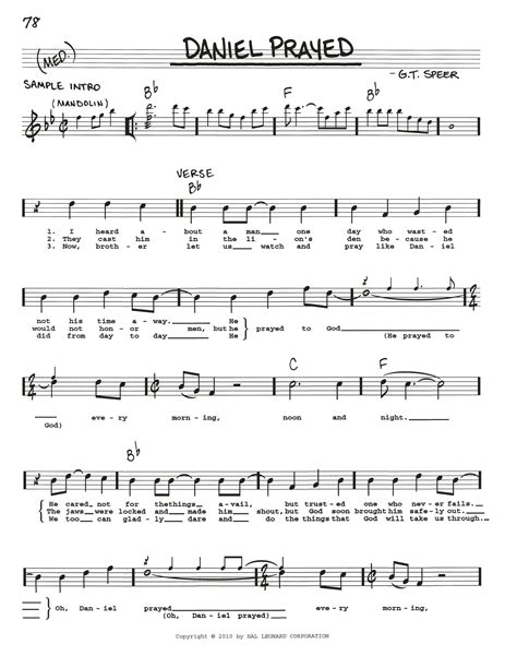 G T Speer Daniel Prayed Sheet Music Notes Chords Lyrics And Chords