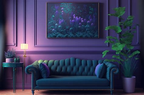 Premium Photo | Interior design for the living room in 2022s most popular colors blue violet ...