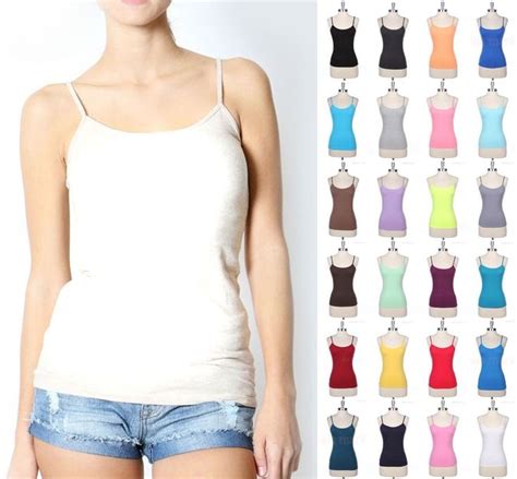 Seamless Spaghetti Strap Solid Tank Top Layering Cami Camisole Spandex