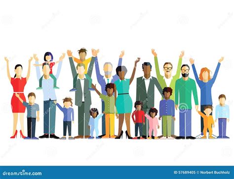 Multiracial families stock vector. Illustration of kids - 57689405