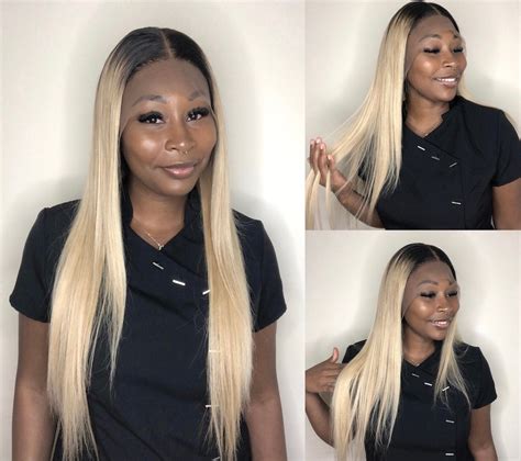 Ash Blonde Lace Frontal X Human Hair Wig With Dark Roots Pre Plucked Lace Front Brazilian