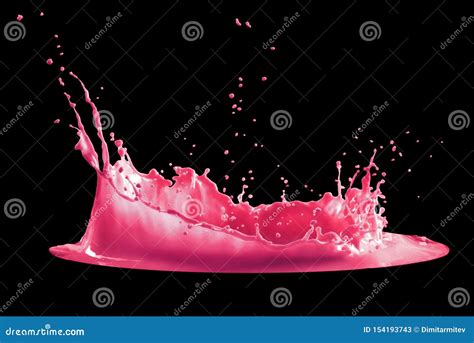 Pink Paint Splash Isolated On Black Background Stock Image Image Of