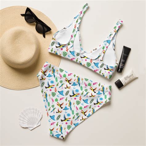 Hippy Mushroom Psychedelic Recycled Bikini High Waisted Eco Etsy