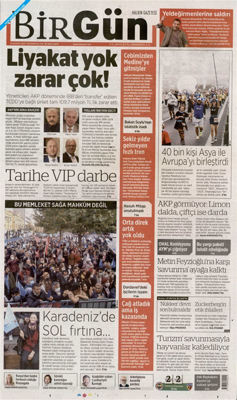 Birgün Gazetesi 08 Kasım 2021 Pazartesi