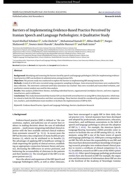 PDF Barriers Of Implementing Evidence Based Practice Perceived By