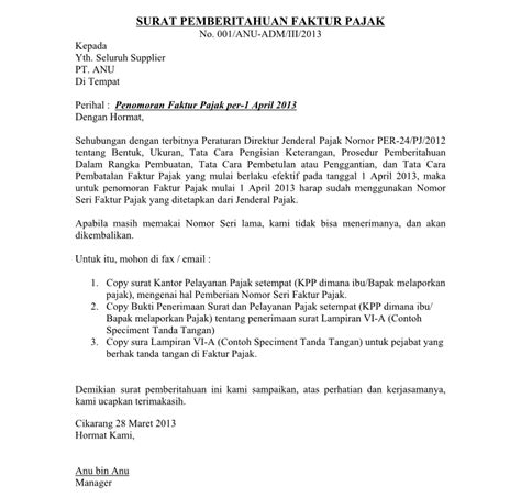 Format Cara Membuat Surat Pemberitahuan Pajak Lengkap Contoh Surat Org