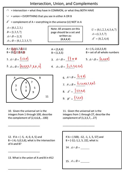 Free Set Theory Worksheet Download Free Set Theory Worksheet Png