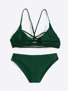 Criss Cross Detail Triangle Bikini Set SheIn Sheinside