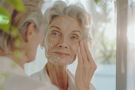 Middle Aged Woman Happy With Skincare Routine Aging Gracefully