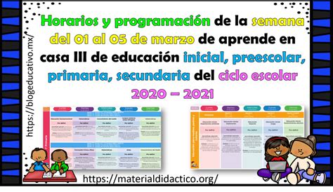 Horarios y programación de la semana del 01 al 05 de marzo de aprende