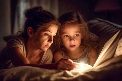 Premium Photo Mother And Daughter Enjoying Bedtime Story Together