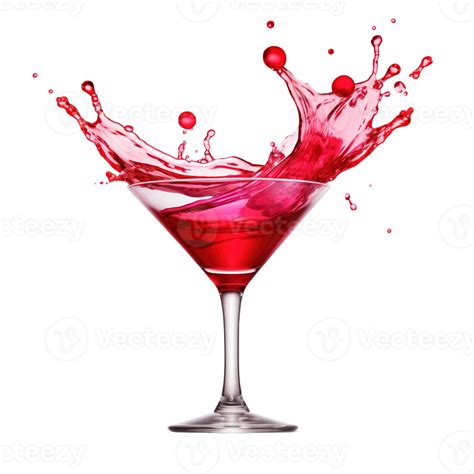 Ai Generated Generative Ai Png Red Martini Cocktail In Glass With Splashes And Drops 36008286 Png