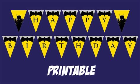 Printable Batman Happy Birthday Banner Superhero Party