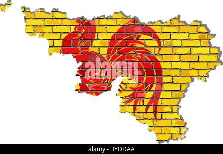 Wallonia map with flag inside - Illustration, Wallonia map grunge ...