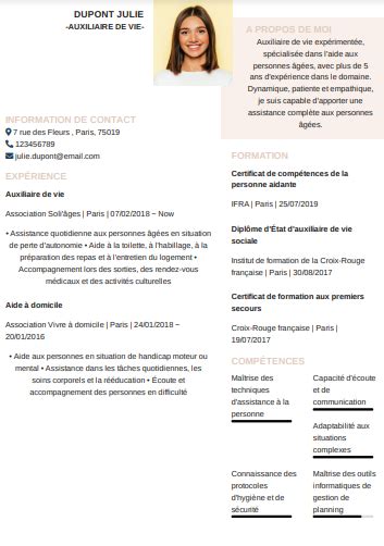 Cv Auxiliaire De Vie Ou D Aide Domicile Exemples