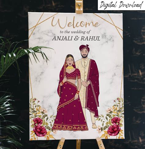 Digital Indianhindu Wedding Welcome Sign E Invite Printable Etsy