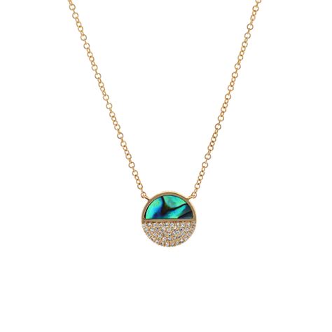 14K Yellow Gold Abalone And Diamond Necklace Josephs Jewelers