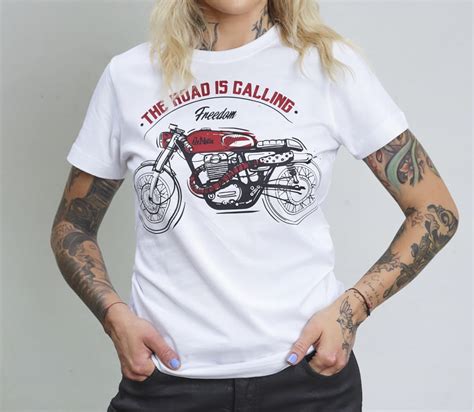 T SHIRT koszulka damska motocykl BOBBER FREEDOM DE MOTOS odzież i