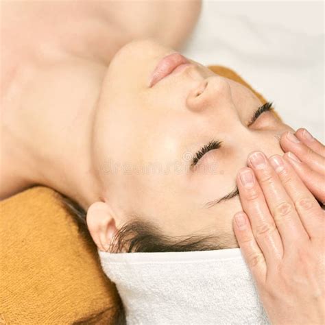Facial Woman Massage Hot Face Masseur Girl At Salon With Doctor Hands Stock Photo Image Of