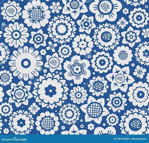 Flowers, Background, Seamless, Gray-blue, Vector. Stock Vector ...