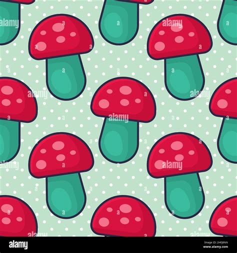 Mushrooms Seamless Pattern Vector Illustration Stock Vector Image And Art