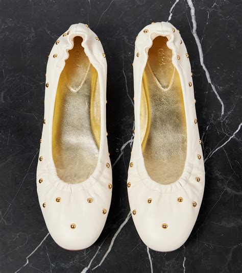 Eia Studded Leather Ballet Flats In White Chloe Mytheresa