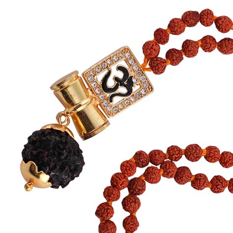 Brass Om Design Panchmukhi Damru Pendant Rudraksh Mala Gram At Rs